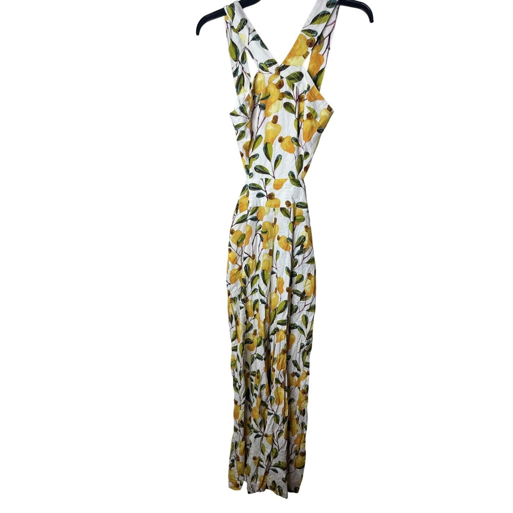 Farm Rio Jumpsuit Womens XS Petite Multicolor Fruit Print Sleeveless V Neck
